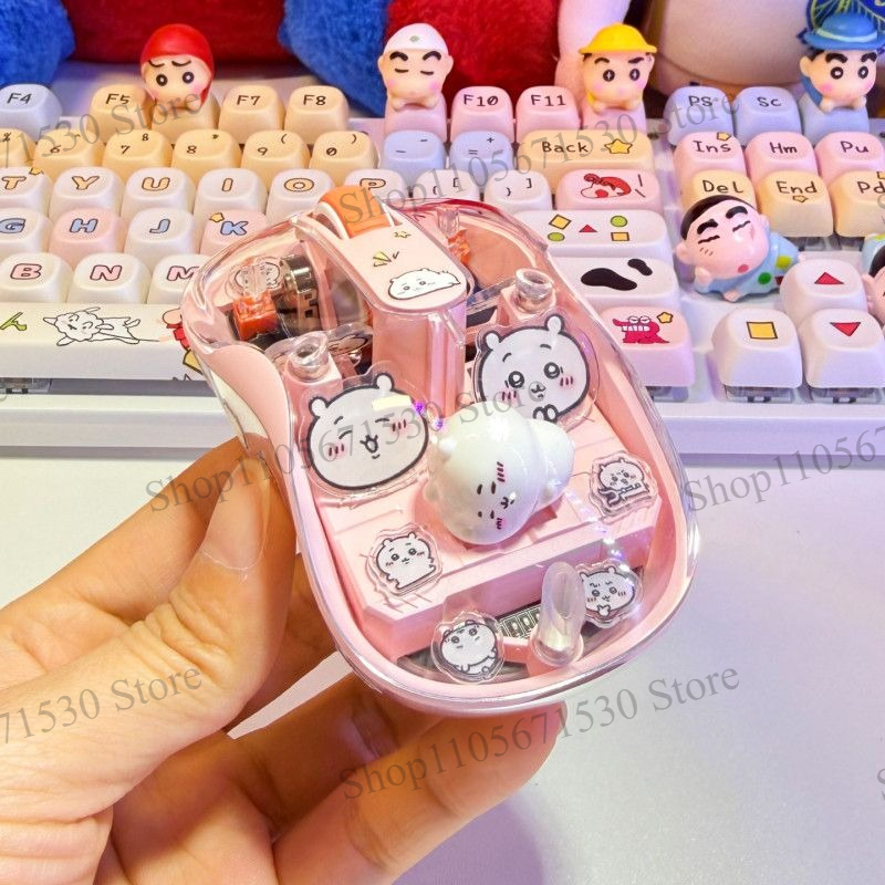 Kawaii Tech Accessories - Kawaii Chiikawa Roze Transparante Draadloze Muis